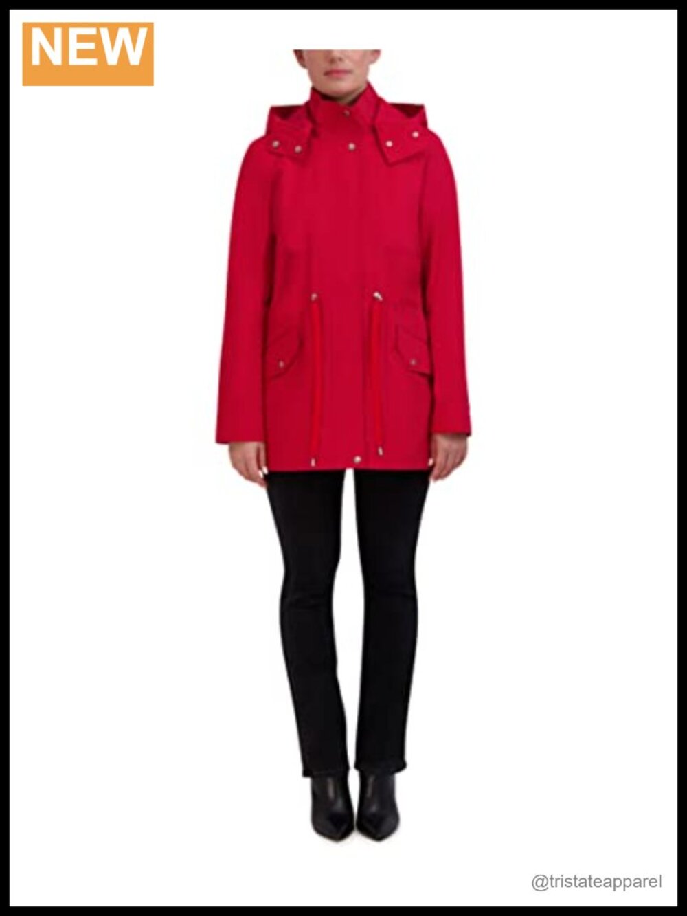 Hooded Water Resistant Rain Coat with Zipper